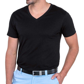 Tee-shirt coton pima, Tour de poitrine : S (88/92), Couleur : Noir, par l’Homme Moderne.