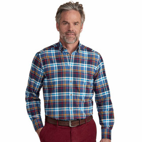 Chemise flanelle Connecticut, Encolure : 41/42, Couleur : Bleu, par l’Homme Moderne.