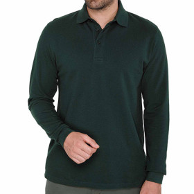 Polo piqué de coton manches longues, Tour de poitrine : M (96/100), Couleur : Vert, par l’Homme Moderne.