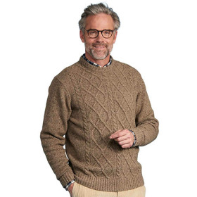 Pull torsades donegal, Tour de poitrine : L (104/108), Couleur : Beige, par l’Homme Moderne.