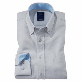 Chemise flanelle unie , Encolure : 43/44, Couleur : Gris, par l’Homme Moderne.