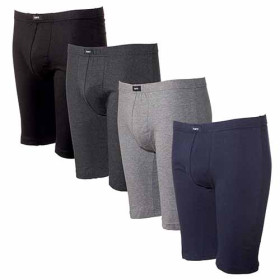 Boxers longs - Lot de 4, Taille : M (42/44), Couleur : Bleu/Gris/Noir, par l’Homme Moderne.