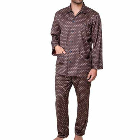 Pyjama satin thermique, Tour de poitrine : M (96/100), Couleur : Marron, par l’Homme Moderne.