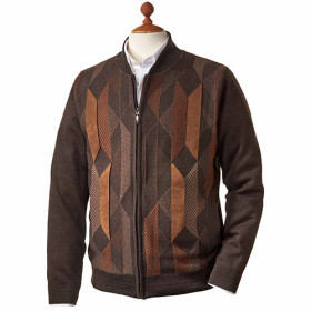 Blouson Mérinos et Alcantara®, Tour de poitrine : L (104/108), Couleur : Marron, par l’Homme Moderne.