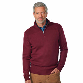 Pull col zippé, Tour de poitrine : M (96/100), Couleur : Bordeaux, par l’Homme Moderne.