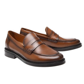 Mocassins cuir, Pointure : 40, Couleur : Marron, par l’Homme Moderne.