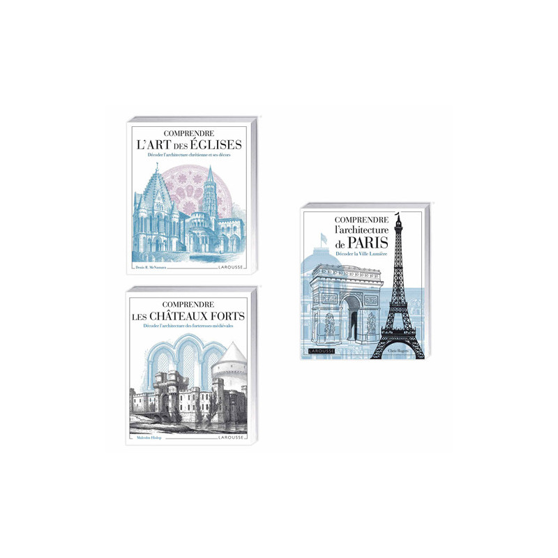 Lot de 3 ouvrages : Comprendre l’art des églises + Comprendre l’architecture de Paris + Comprendre les châteaux forts