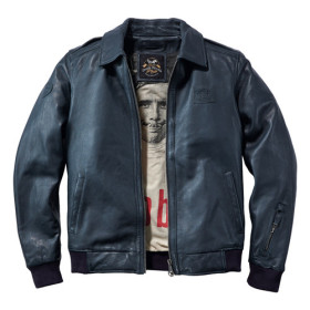 Blouson cuir Jacky Ickx 24 H Le Mans, Tour de poitrine : 2XL (120/124), Couleur : Marine, par l’Homme Moderne.