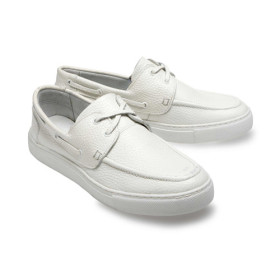 Mocassins cuir grainé, Pointure : 41, Couleur : Blanc, par l’Homme Moderne.