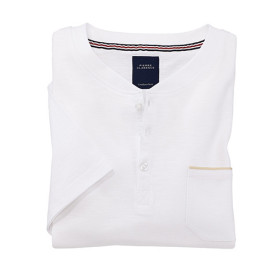 Tee-shirt col tunisien, Tour de poitrine : M (96/100), Couleur : Blanc, par l’Homme Moderne.