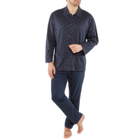 Pyjama coton cambrai, Tour de poitrine : L (104/108), Couleur : Marine, par l’Homme Moderne.