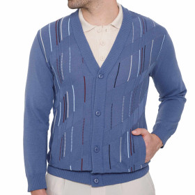 Gilet jacquard, Tour de poitrine : L (104/108), Couleur : Bleu, par l’Homme Moderne.