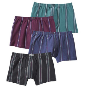 Boxers coton rayés - les 4, Taille : M (42/44), Couleur : Bleu/Noir/Vert, par l’Homme Moderne.