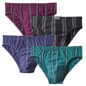 Slips coton rayés - les 4, Taille : M (42/44), Couleur : Bleu/Noir/Vert, par l’Homme Moderne.