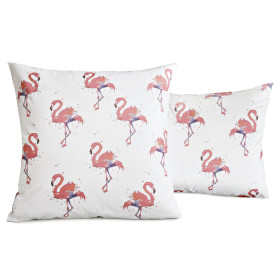 Taie d'oreiller Flamingo BlanClarence®, Couleur : Blanc, Dimension : 65 x 65 cm, par l’Homme Moderne.