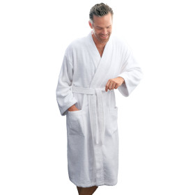 Peignoir éponge BlanClarence®, Taille : S, Couleur : Blanc, par l’Homme Moderne.