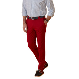 Pantalon lin Monaco, Taille : 40, Couleur : Rouge, par l’Homme Moderne.