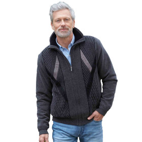 Gilet jacquard velours, Tour de poitrine : L (104/108), Couleur : Gris, par l’Homme Moderne.