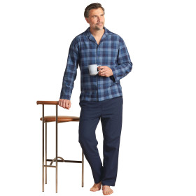 Pyjama flanelle, Tour de poitrine : M (96/100), Couleur : Bleu, par l’Homme Moderne.