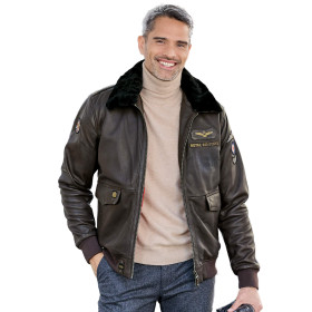 Blouson Cuir Royal Air Force, Tour de poitrine : M (96/100), Couleur : Marron, par l’Homme Moderne.