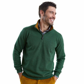 Pull zippé New Forest, Tour de poitrine : M (96/100), Couleur : Vert, par l’Homme Moderne.