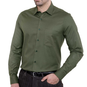 Chemise coton extensible, Encolure : 39/40, Couleur : Kaki, par l’Homme Moderne.