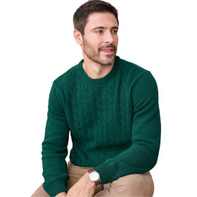 Pull laine Galway, Tour de poitrine : L (104/108), Couleur : Vert, par l’Homme Moderne.