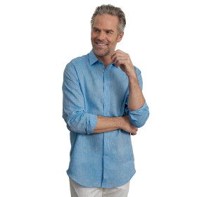 Chemise pur lin, Encolure : 37/38, Couleur : Bleu, par l’Homme Moderne.