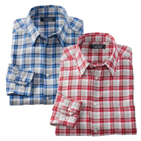 Chemise coupe confort - Les 2, Encolure : 41/42, Couleur : Bleu/Rouge, par l’Homme Moderne.