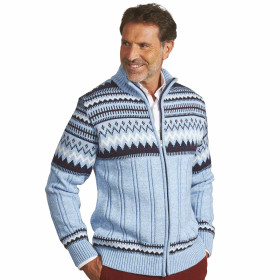 Gilet jacquard bleu glacier, Tour de poitrine : L (104/108), Couleur : Bleu, par l’Homme Moderne.