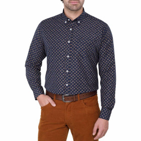 Chemise imprimé fleuri, Encolure : 41/42, Couleur : Marine, par l’Homme Moderne.