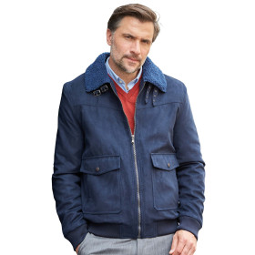 Blouson aviateur Micro-Skin®, Tour de poitrine : M (96/100), Couleur : Marine, par l’Homme Moderne.