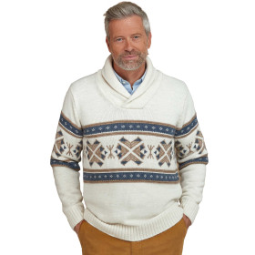 Pull jacquard Island, Tour de poitrine : M (96/100), Couleur : Beige, par l’Homme Moderne.