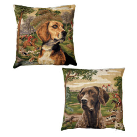 2 housses de coussin chiens..., par l’Homme Moderne.