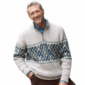 Pull jacquard Aran Crafts, Tour de poitrine : M (96/100), par l’Homme Moderne.