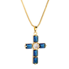 Pendentif croix bleu, par l’Homme Moderne.