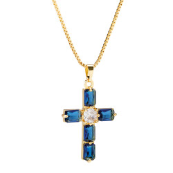 Pendentif croix bleu