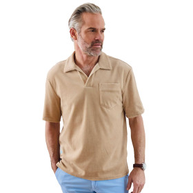 Polo velours Beverly, Tour de poitrine : M (96/100), Couleur : Beige, par l’Homme Moderne.