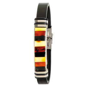 Bracelet acier & ambre, par l’Homme Moderne.