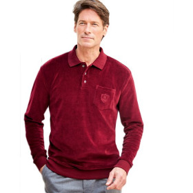 Polo velours Bordeaux, Tour de poitrine : M (96/100), Couleur : Bordeaux, par l’Homme Moderne.