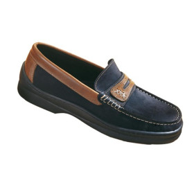 Mocassins bateau cuir et nubuck, Pointure : 44, Couleur : Marine/Marron, par l’Homme Moderne.