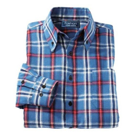 Chemise Flanelle Bleu, Encolure : 39/40, Couleur : Bleu, par l’Homme Moderne.