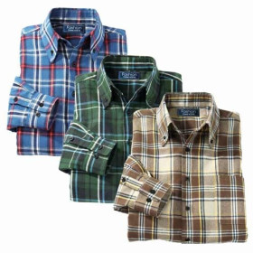 Chemise Flanelle - les 3, Encolure : 39/40, Couleur : Beige/Bleu/Vert, par l’Homme Moderne.