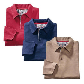 Polos thermiques sport-chic - les 3 (de même taille), Tour de poitrine : M (96/100), Couleur : Bordeaux/Marine/Taupe, par l’Homme Moderne.