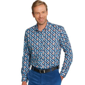 Chemise losange Arty, Encolure : 39/40, Couleur : Bleu/Rouge, par l’Homme Moderne.