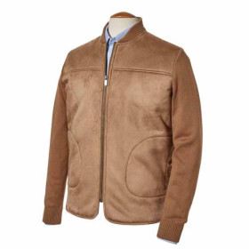 Blouson Micro-Skin® & maille, Tour de poitrine : L (104/108), Couleur : Beige, par l’Homme Moderne.