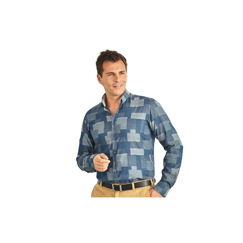 Chemise patchwork denim-style