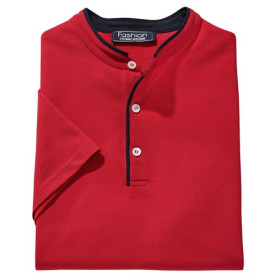 Polo Col Mao, Tour de poitrine : L (104/108), Couleur : Rouge, par l’Homme Moderne.